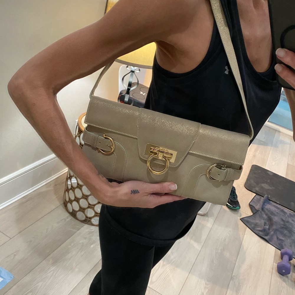Salvatore Ferragamo Gold Clutch